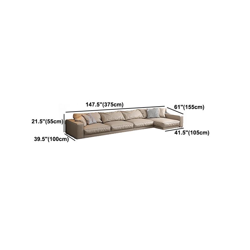 Pillowed Back Cushions Sectional Sofa, Square Arm Sectional Sofa,in Cream22"