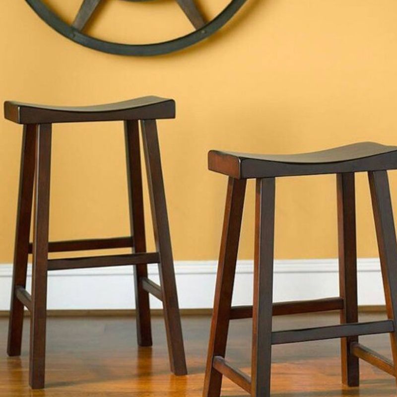 Backless Contoured Seat Contemporary Solid Wood Bar Stool for Restaurant