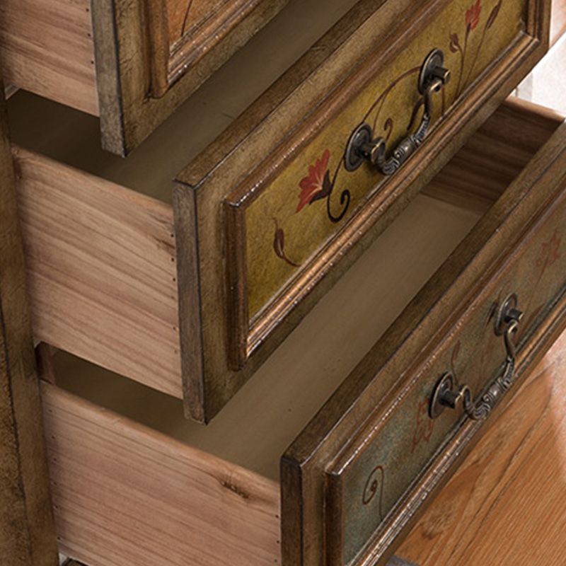 Mid-Century Modern Cabinet with Drawers and Doors in Distressed Wood