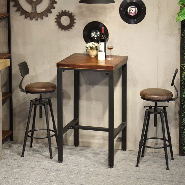 Black Industrial Round Counter Stool Metal Adjustable Height Bar Stool with Swivel