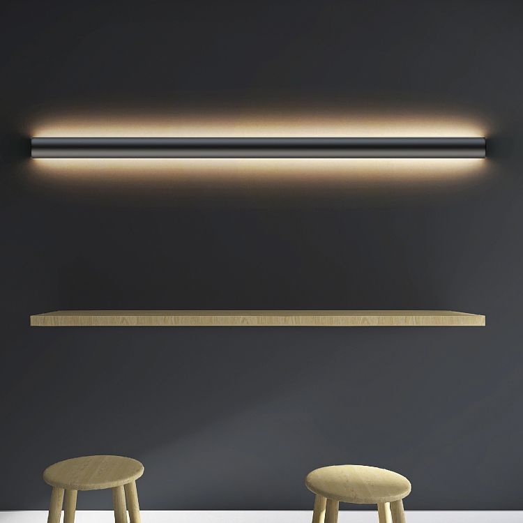 Linear Shape Metal Wall Lighting Idea Modern Style 1 Light Wall Mount Lighting in Black