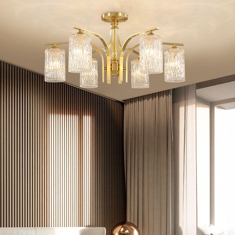 Light Luxury Crystal Ceiling Lamp Cylinder Shape Ceiling Light for Bedroom