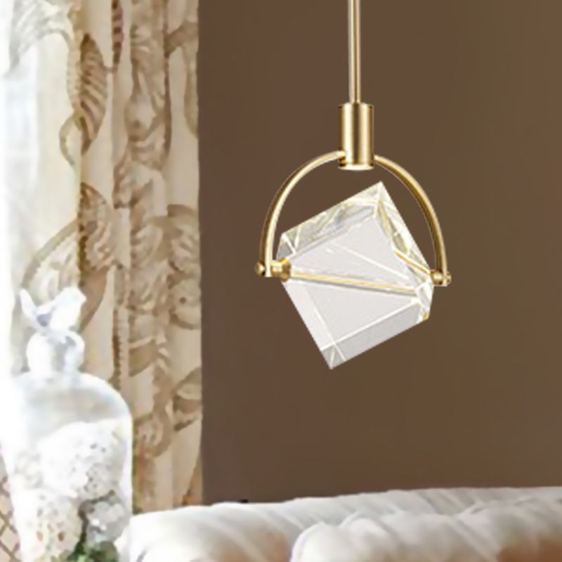 Helder glazen kubieke hangende lampkit eigentijds goud hanglamp plafondlicht voor slaapkamer