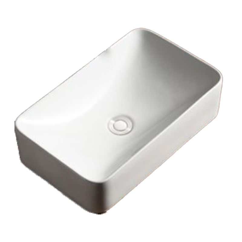 Modern Bathroom Sink Porcelain Rectangular with Drain Assembly Vessel Lavatory Sink