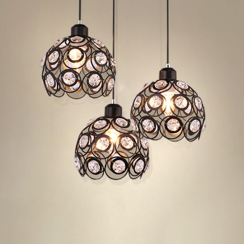 7 "ancho de estilo contemporáneo Mini lámpara colgante marco de metal con accesorios de iluminación con cuentas de cristal luces colgantes