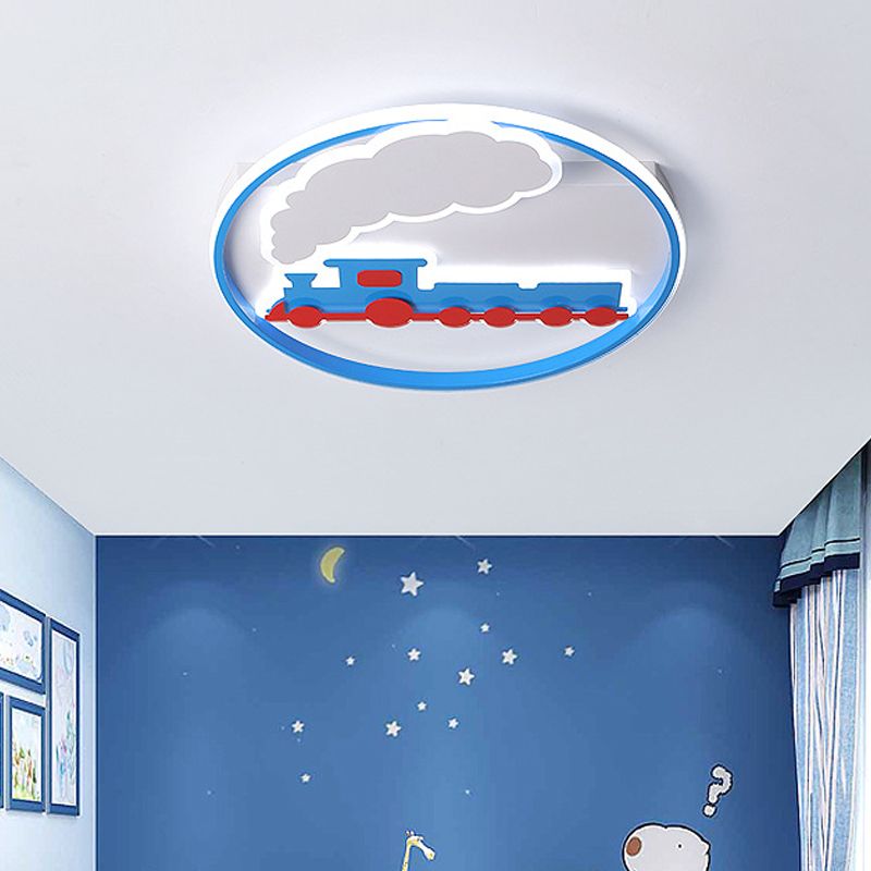 Contemporary Train Ceiling Flush Mount Acrylic Bedroom LED Flush Lighting Fixture with Ring in Warm/White Light