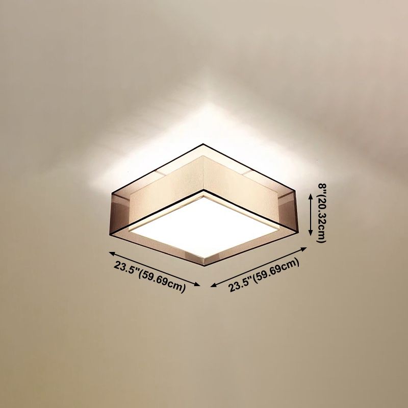 Lampe de plafond d'ombre de tissu de lumière affleurante de Style asiatique pour la salle à manger de salon