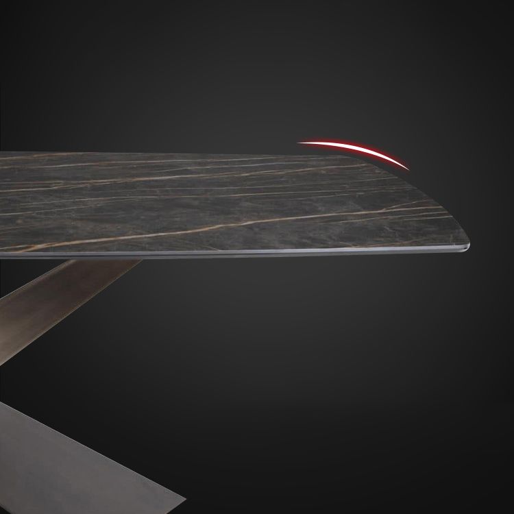 Traditional Luxury Dining Table Stone and Metal Pedestal Casual Dining Table