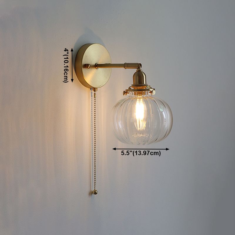 Lampada da parete a parete a sfera in stile industriale 1 illuminazione montata a parete leggera in oro