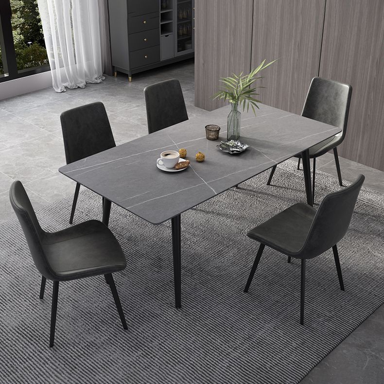 Industrial Style Sintered Stone Dining Table Rectangle Table with 4 Legs for Dinning Room