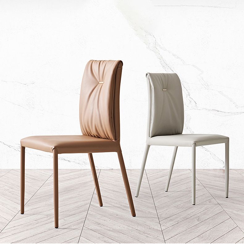 Glam Faux Leather Side Chair Upholstered Armless Dining Chairs