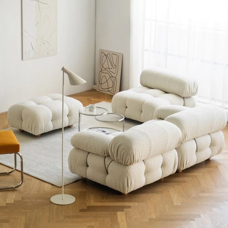 Contemporary Biscuit Back Sofa 26.38"High Velvet Couch for Living Room,White