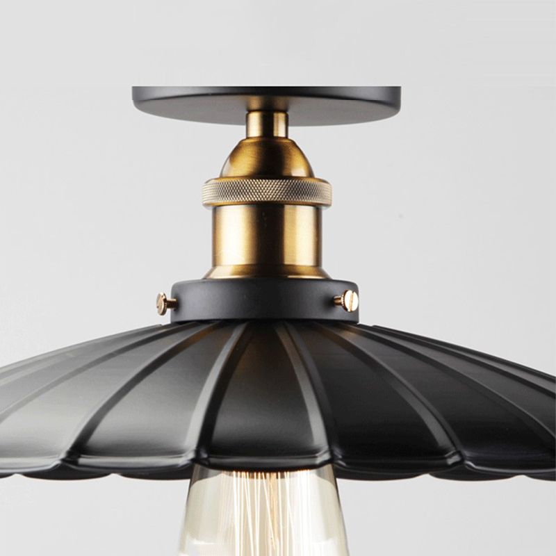 Luminaire semi-encastré évasé de style vintage en métal, éclairage semi-encastré en noir