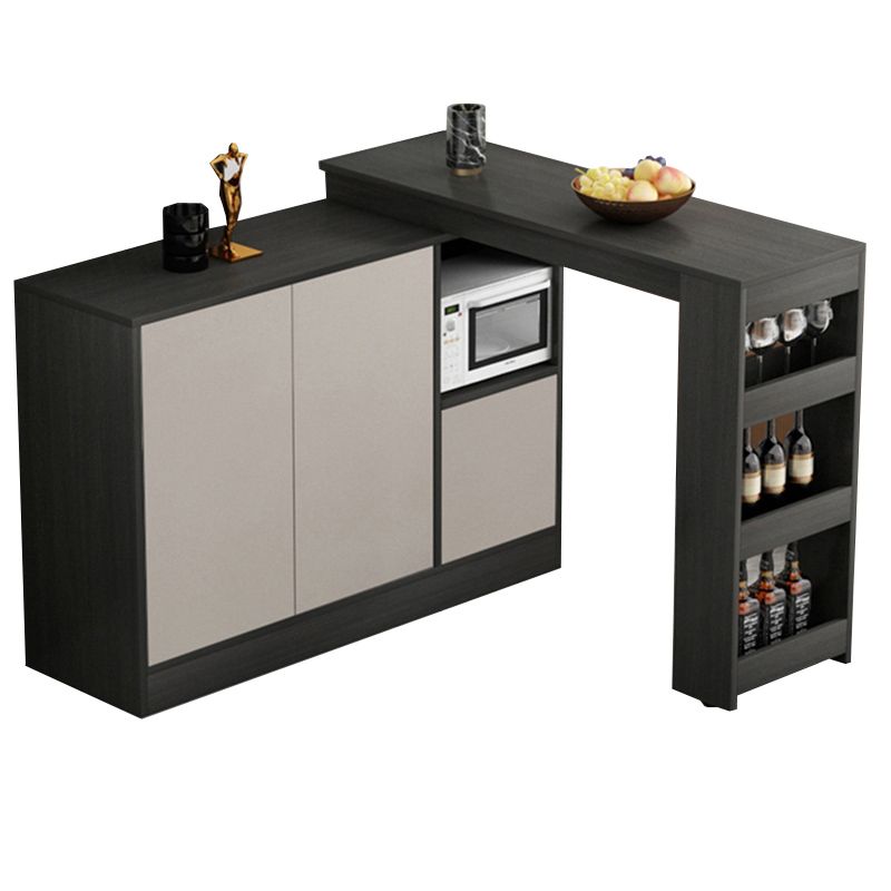 Modern Style Rectangle Bar Table Living Room Bistro Bar Desk with Storage