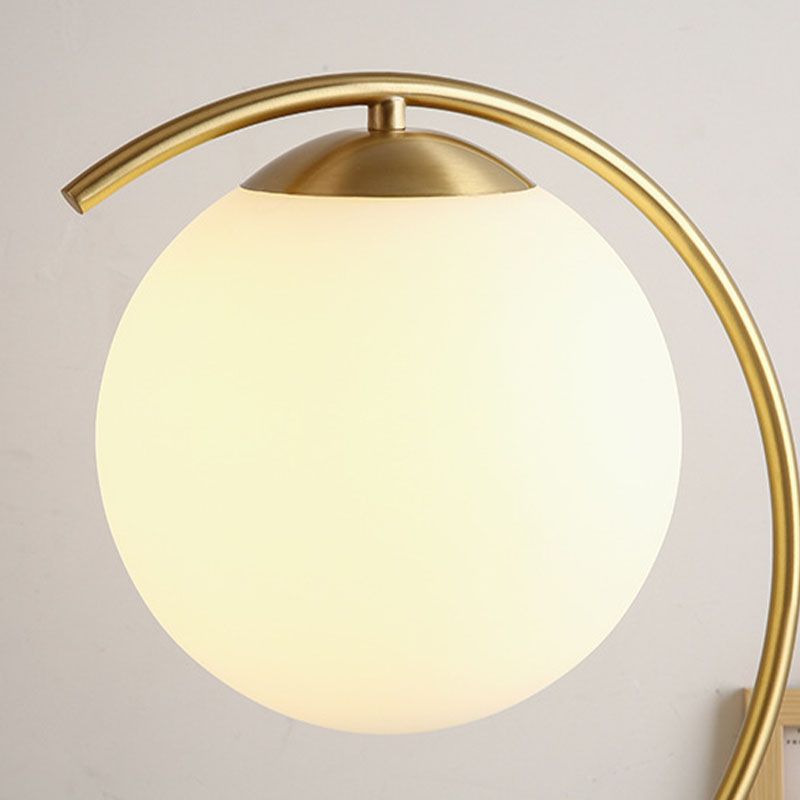 Postmodern Full Brass Glass Ball Desk Lamp for Bedroom Living Room Table Lamps