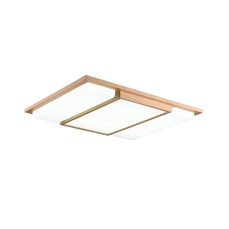 Plafoniera da incasso a LED per soggiorno in legno semplice con rettangoli di giunzione in beige