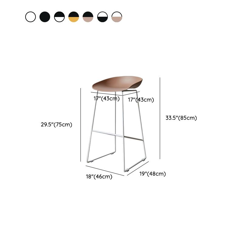 Contemporary Plastic Dining Stools Armless Bar Stools with Footrest