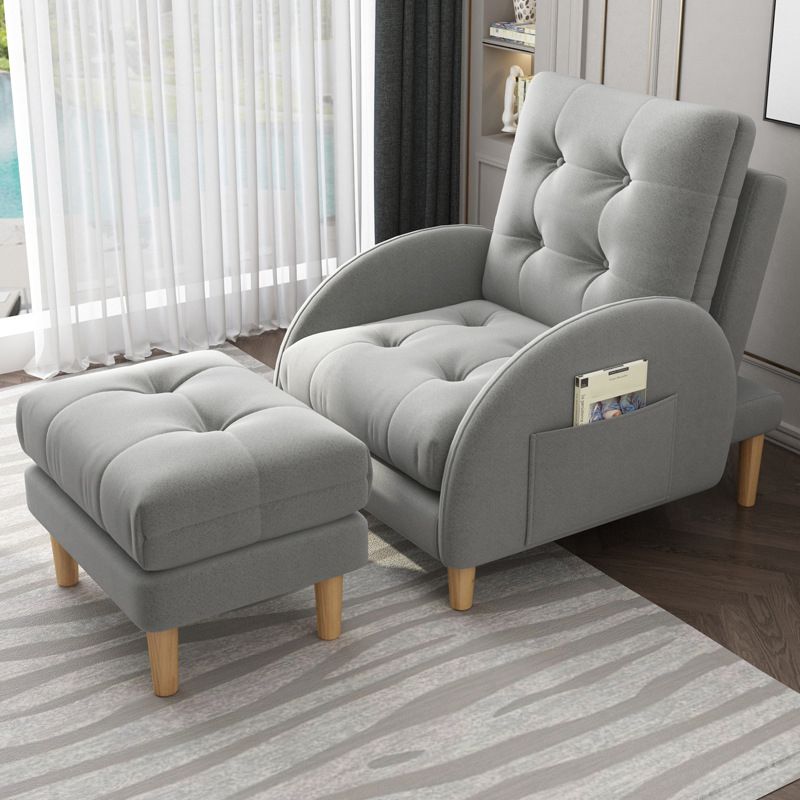 Modern Accent Chair Fabric/PU Chair With Tufted Back with 4 Legs Base
