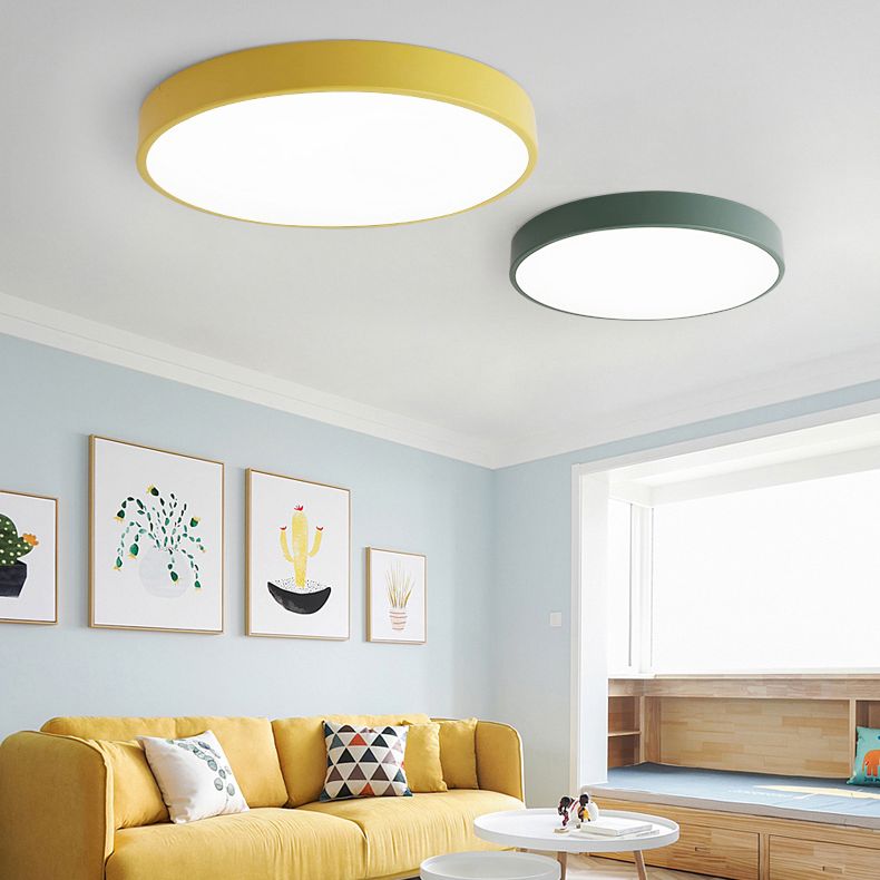 1-Light Round Flush Ceiling Light Fixture Modern Acrylic Flush Light