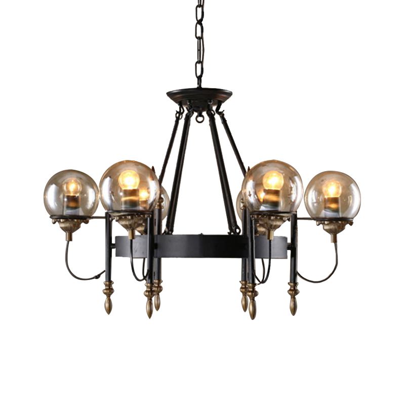 Luz de 6/8 luces lámpara de lámpara de lámpara tradicional lámpara colgante de metal negro para comedor