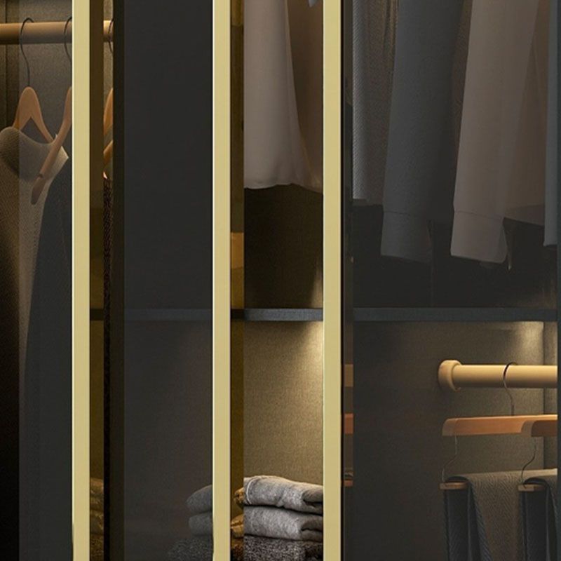 Modern Sliding Door Wardrobe for Bedroom Black Cabinet with Glass Doors