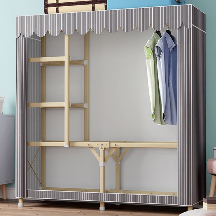 Contemporary Style Steel Wardrobe Cloth Rod Included Wardrobe Closet with Legs