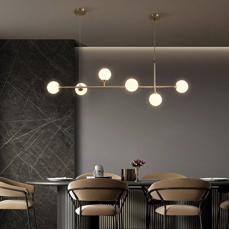 Round Island Lampellale Luci di vetro contemporaneo Fissature di illuminazione lampadario per il ristorante