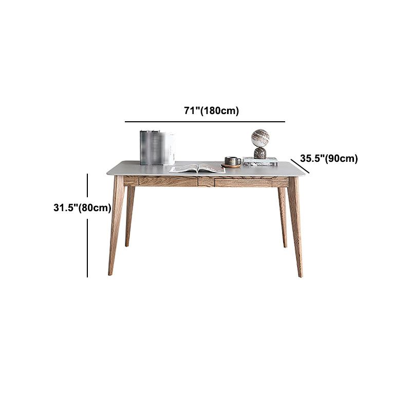 Minimalist 1/4/5/6 Pieces Dining Room Table Rectangular Solid Wood Top Dining Chairs Set
