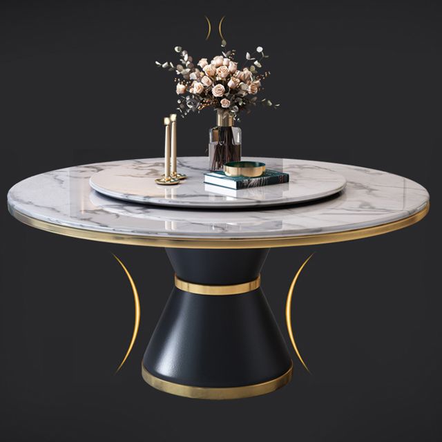 Marble Dining Table Luxury Style Single Pedestal Base Round Table for Home