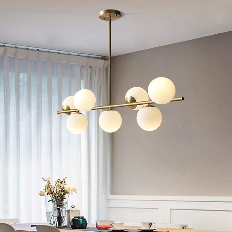 Luce isola a 7 luci d'oro nella moderna luce a sospensione di rame Sputnik in stile creativo con tonalità di vetro