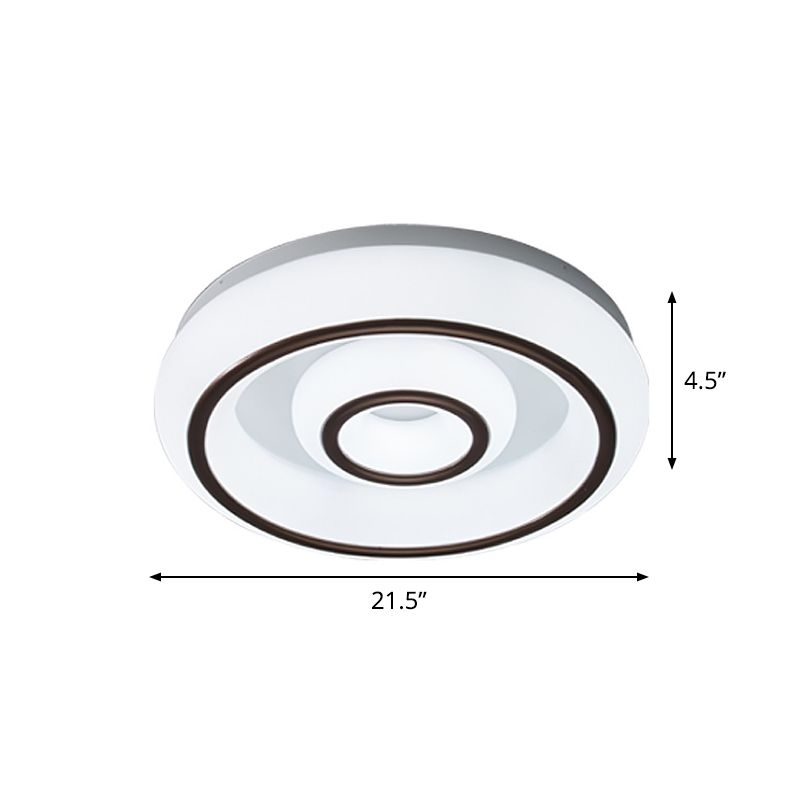 Dual Circle Acrylic Flush Mounted Light Modern Black and White LED Ceiling Lamp in 3 Color Light