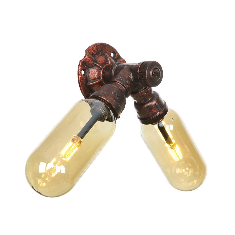 2 lichten metalen led sconce verlichting vintage verweerde koperen pijp woonkamer wandmontage lamp