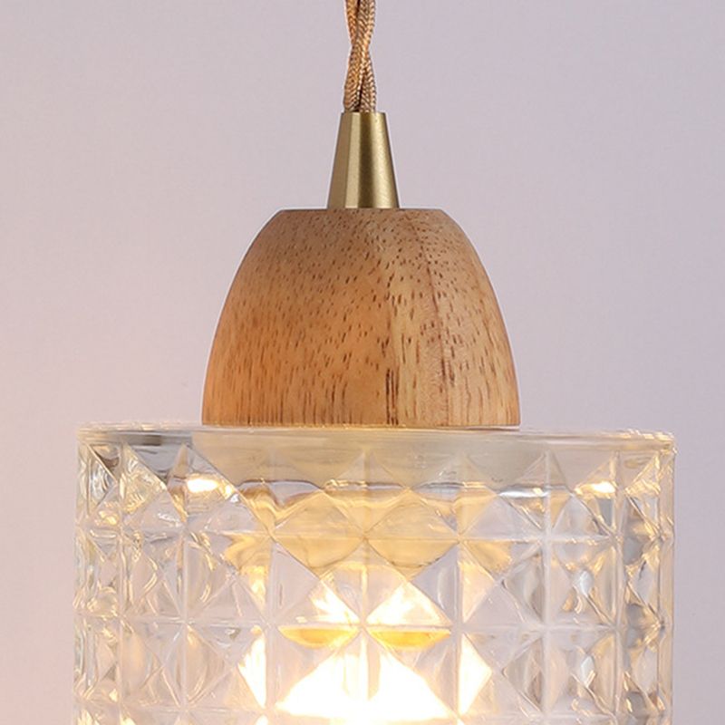 Modern Glass Wall Light Geometric Shape Wall Sconce with Wood for Living Room