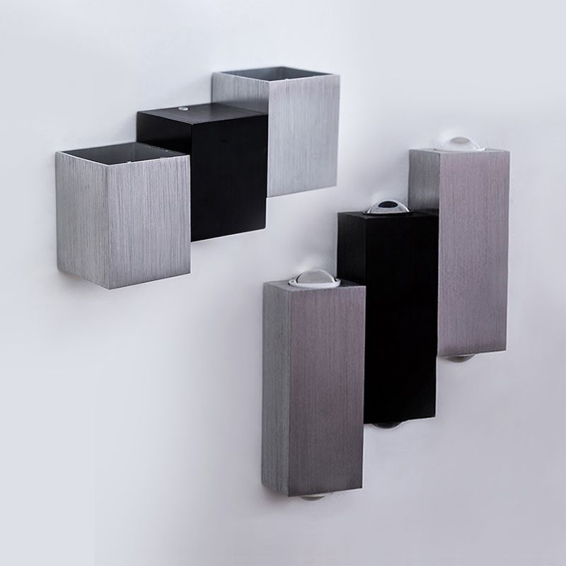 Disconce da parete cubica Stile moderno in alluminio LED Grey Wall Washer Lampada in illuminazione calda/bianca per portico