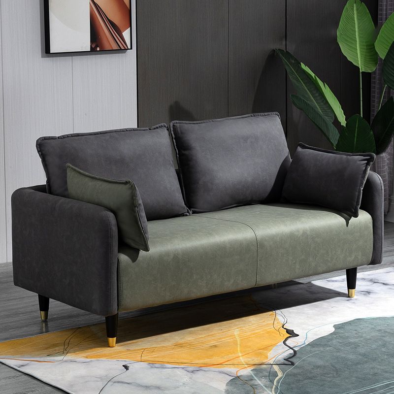 29,92 "H Faux Leder Quadratarm Arm Modernes Sofa mit 2 Kissen für Wohnzimmer, Wohnung