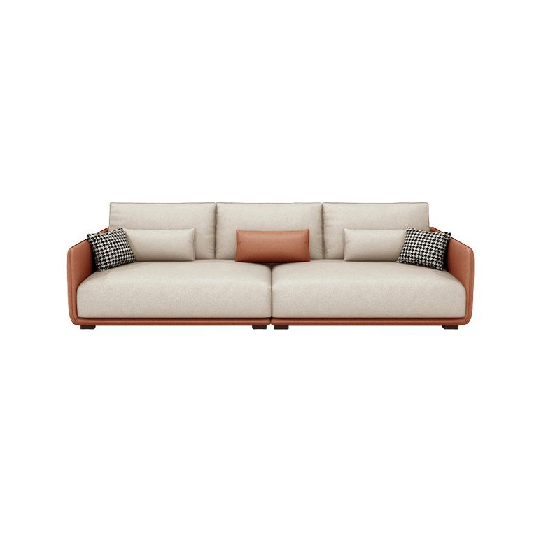 Faux Leather Pillow Back Sofa with Chaise Square Arm Sectional