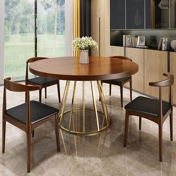 Round Dining Table Contemporary Style Solid Wood Dinner Table for Kitchen Home