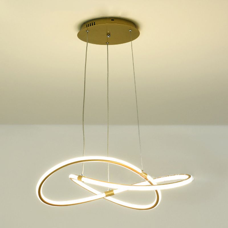 Minimalist Twist Chandelier Pendant Acrylic Living Room LED Suspension Lamp in Gold