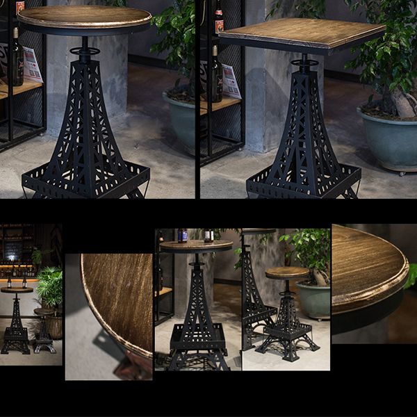 Industrial Wood Bar Table Set 1/2/3 Pieces Metal Counter Set for Home Use