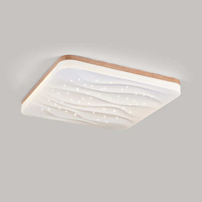 Geometric Flush Mount Lamp Modern Style Wood 1 Light Flush Mount Lights