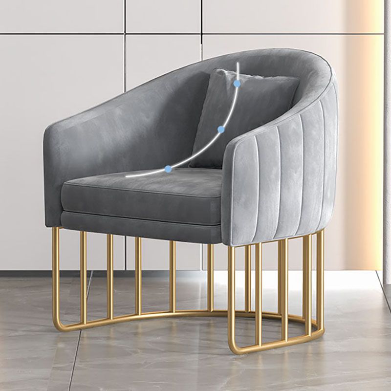 Glam Metal Dining Room Chair Velvet Armless Dining Chairs for Home Use