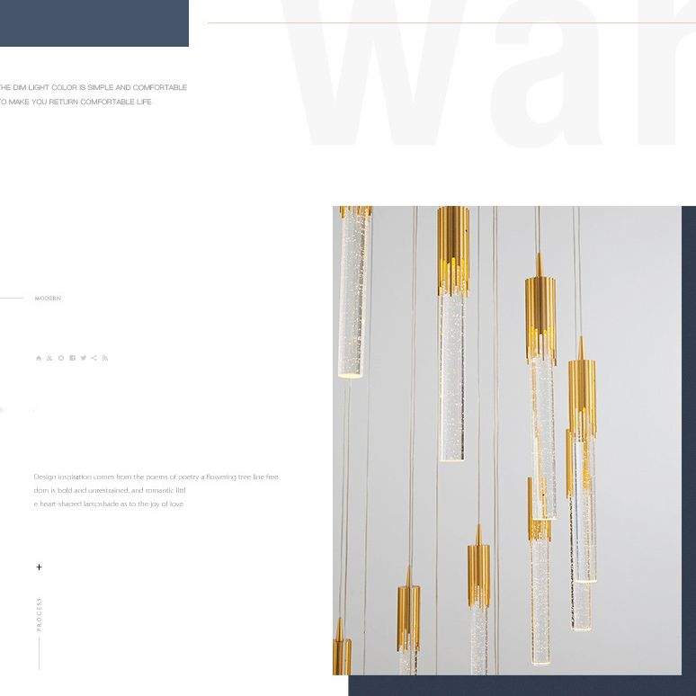 Column Hanging Light Fixtures Post-Modern Aluminum Ceiling Pendant for Living Room