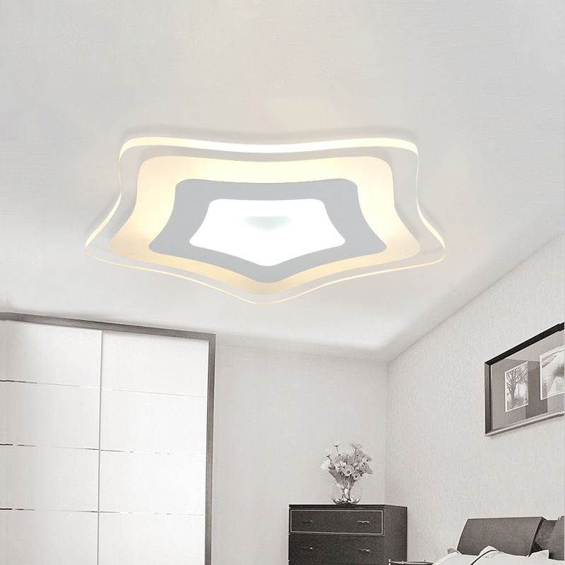 Star Shaped Bedroom Ceiling Lamp Acrylic Modern Ultrathin LED Flush Mount Light in Warm/White Light, 8"/16.5"/20.5" W