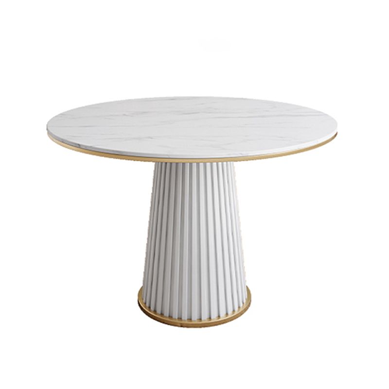 Minimalist Kitchen Standard Dining Table White Sintered Stone Dining Table with Pedestal Base