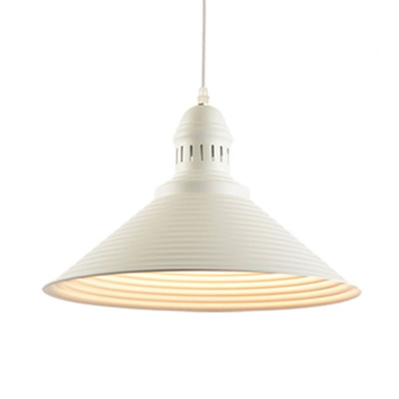 Luz colgante de tono de cono con diseño de volantes Metal nórdico 1 Comedor blanco/rosa Comedor colgante Luz