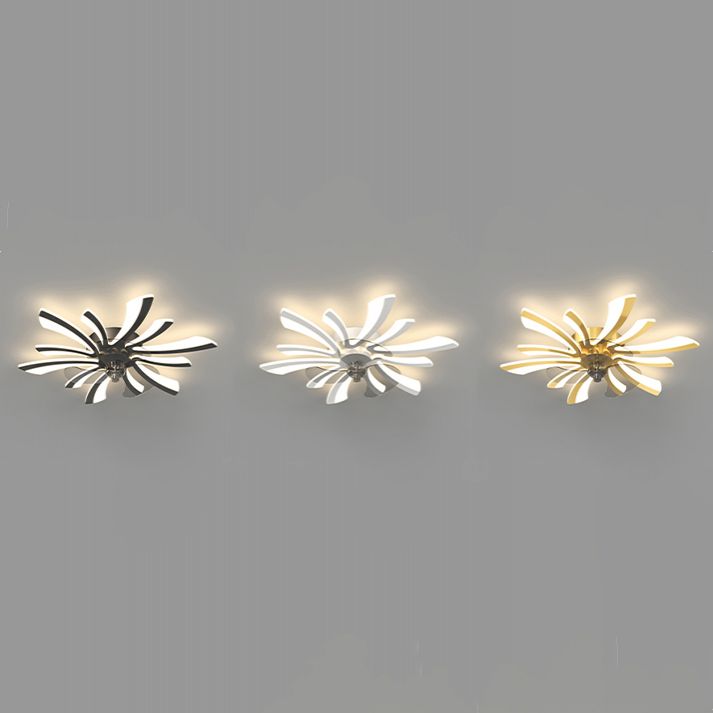 Modern LED Ceiling Fan Light Simple Ceiling Mount Lamp with Acrylic Shade for Bedroom