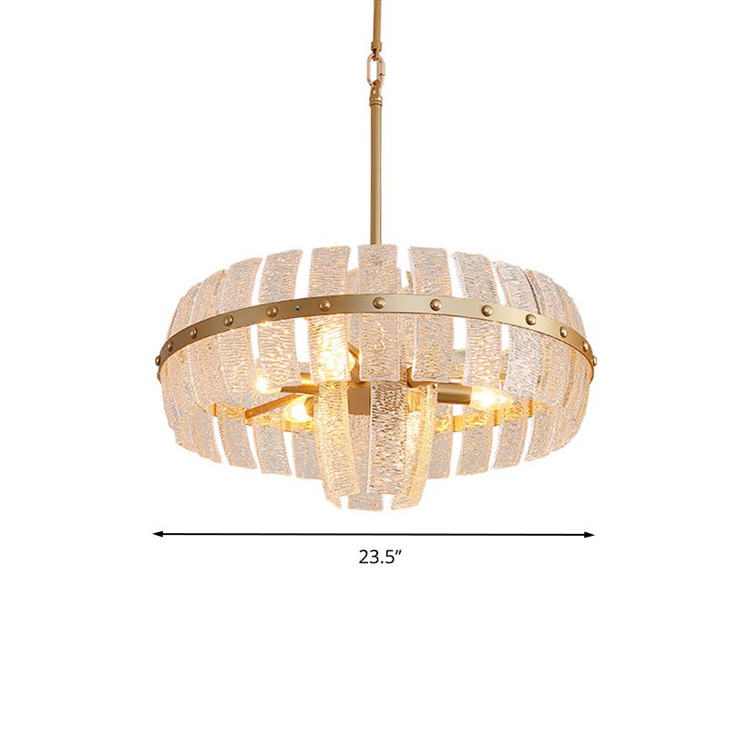 Lampe à lustre ronde Crystal moderne 6/8 têtes en laiton plafond suspendu, 23,5 "/31,5" de large