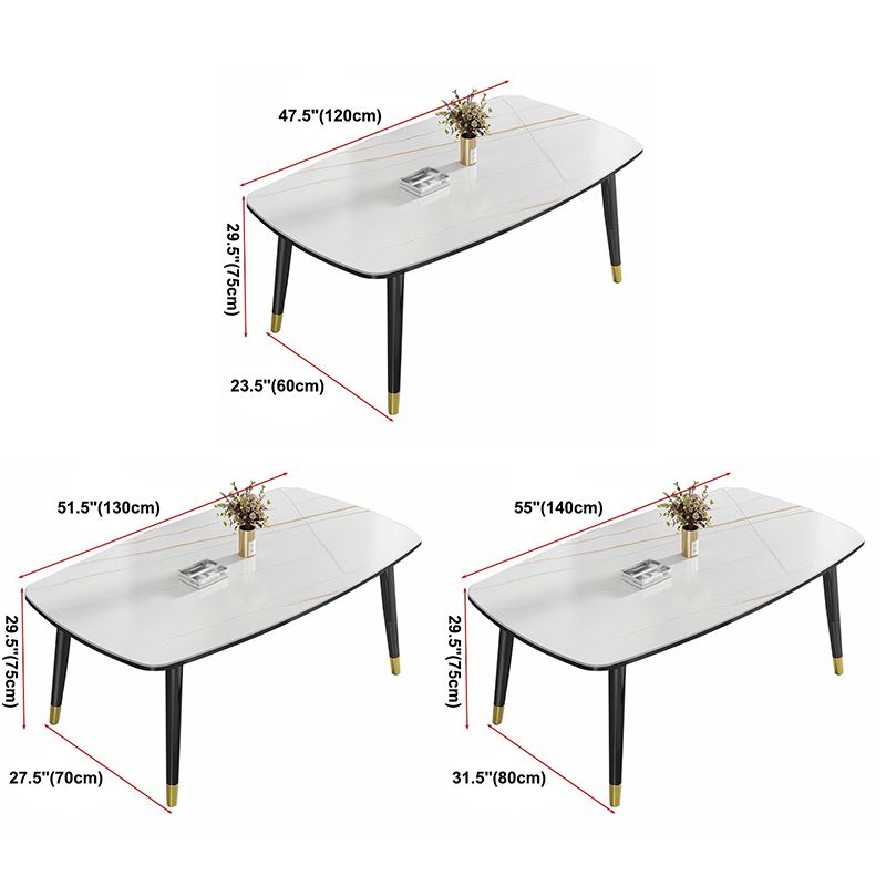 Minimalist Kitchen Sintered Stone Top Dining Table Rectangle Shape Dining Table with 4 Legs Base