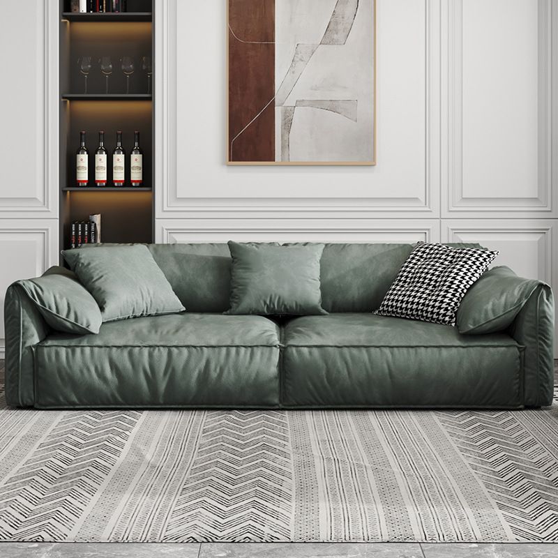 Contemporary Faux Leather Standard Sofa Pillow Top Arm Settee