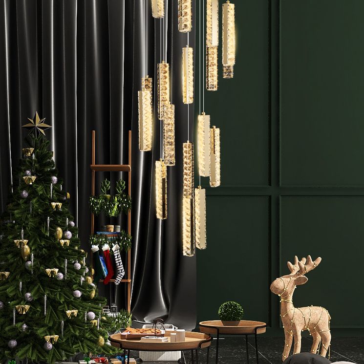 Lineaire hangende verlichtingsarmaturen Moderne eenvoudige K9 Crystal Plafond Pendant voor restaurant